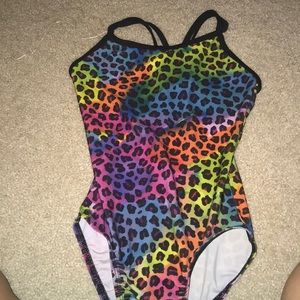 Rainbow leopard print leotard